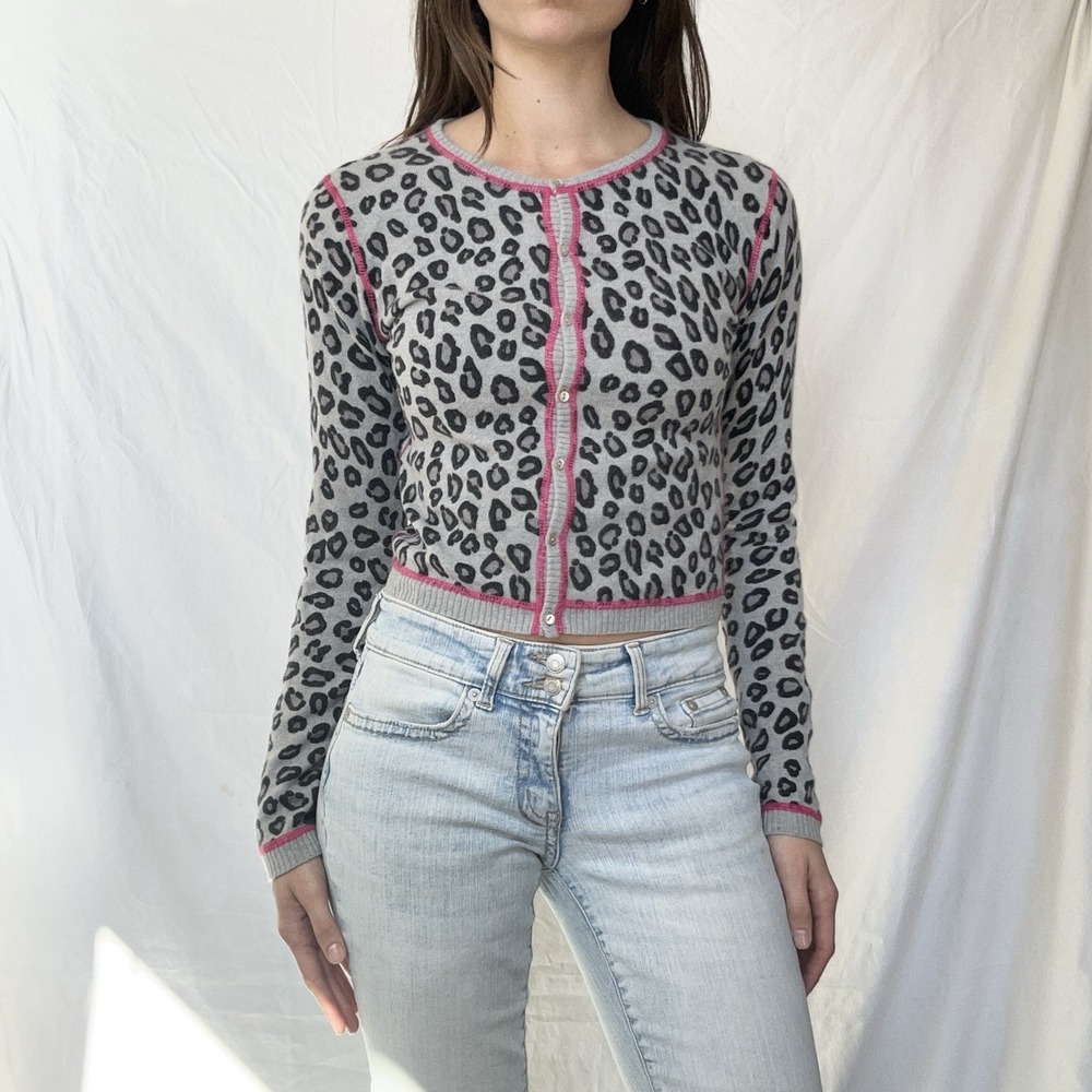 Autumn Cashmere Leopard Print Sweater Y2K Indie Sleaze Soft Girly